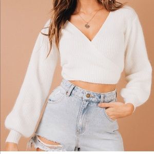 Tie front sweater top